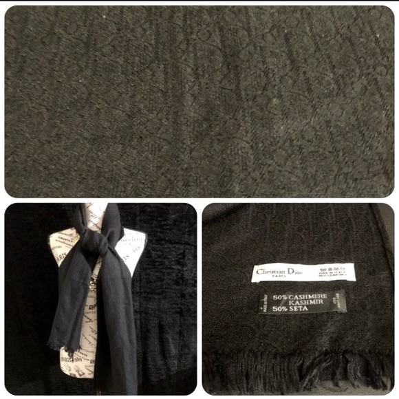 Vintage Christian Dior Black Monogram Scarf - Picture 1 of 4